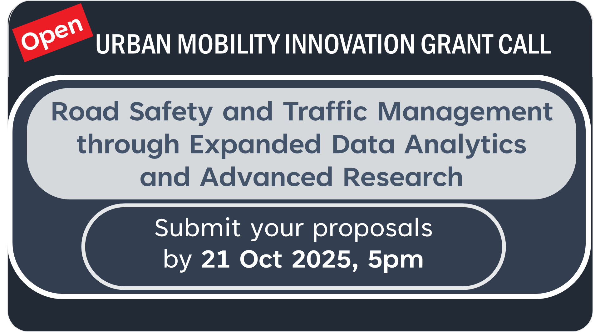 This is an image for the Urban Mobility Grant Call - Road Safety and Traffic Management through Expanded Data Analytics and Advanced Research